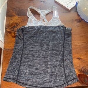 Reebok Gray and White Racerback Tank Top